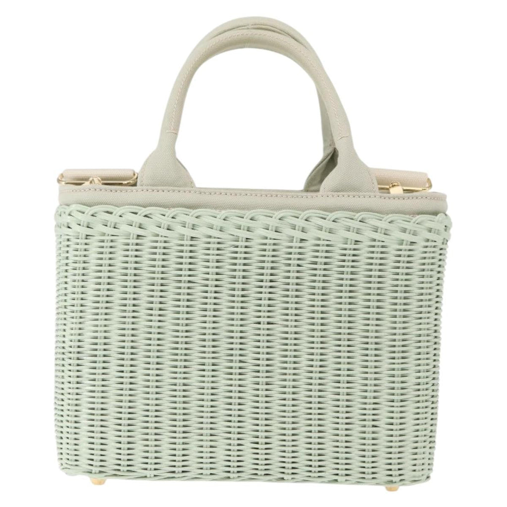Prada Comic Basket Bag Wicker With Applique Green Wicker Handbag (Authentic Pre-Loved)