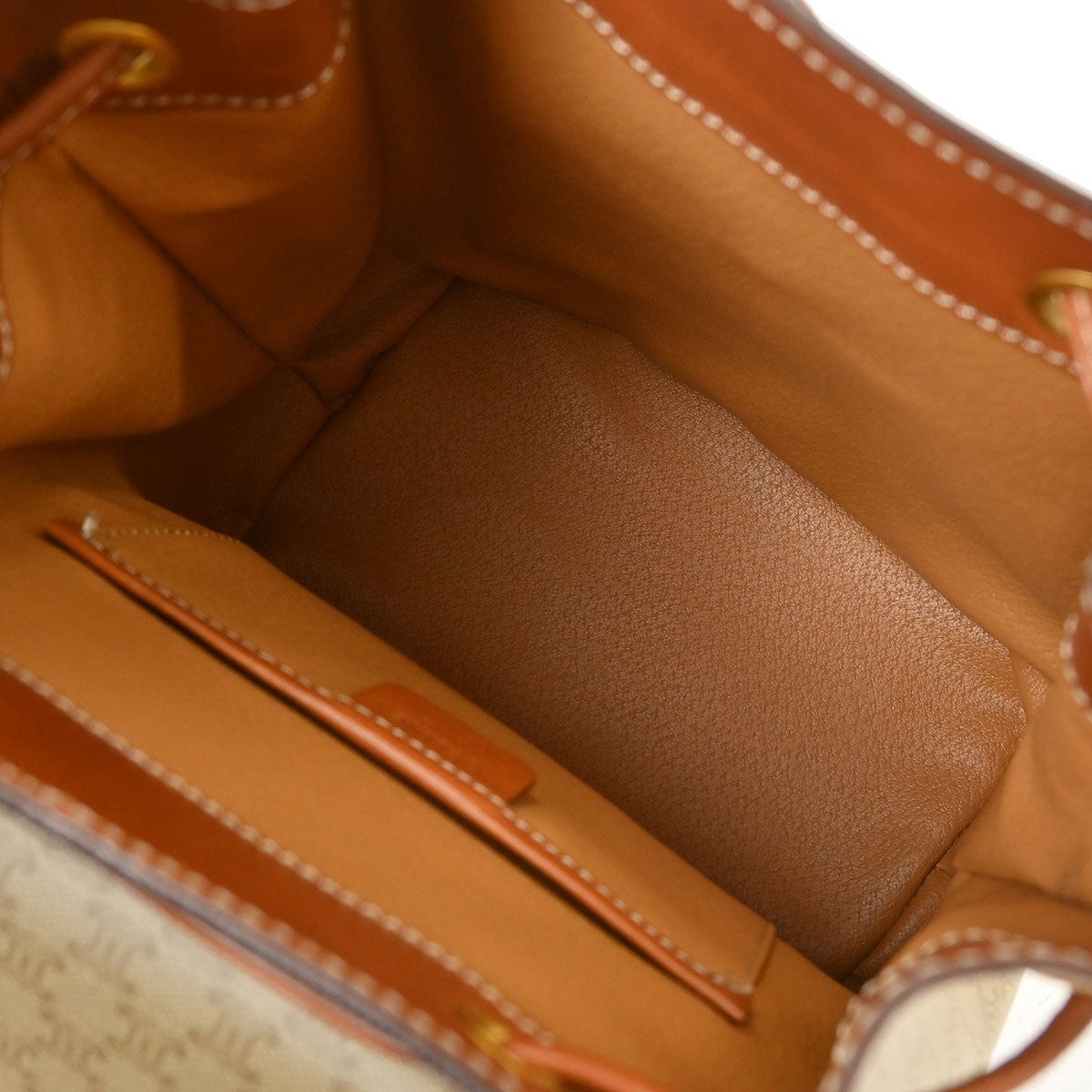 Celine Vintage Macadam Backpack Canvas And Leather Beige Canvas Backpack Bag (Authentic Pre-Loved)