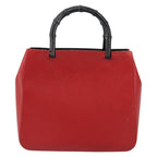 Gucci Vintage Bamboo Handle Bag Leather Red Leather Handbag (Authentic Pre-Loved)