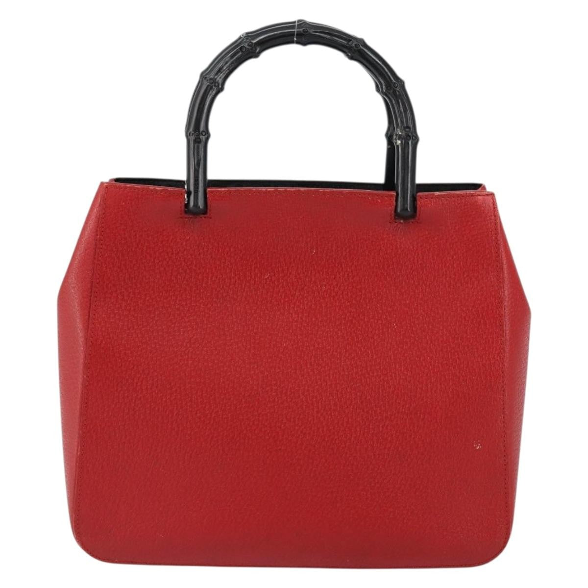 Gucci Vintage Bamboo Handle Bag Leather Red Leather Handbag (Authentic Pre-Loved)