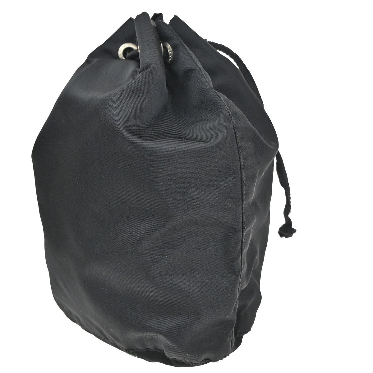 Prada Drawstring Wristlet Bucket Bag Tessuto Black Nylon Handbag (Pre-Loved)