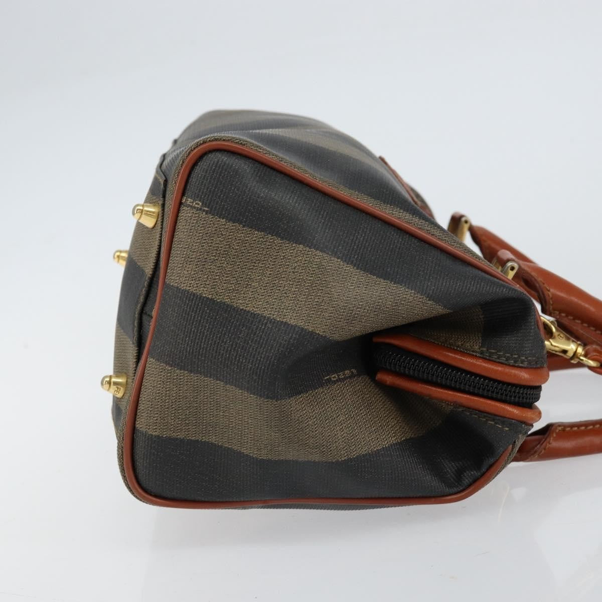 Fendi Vintage Pequin Convertible Boston Bag Coated Canvas Black Canvas Handbag (Authentic Pre-Loved)