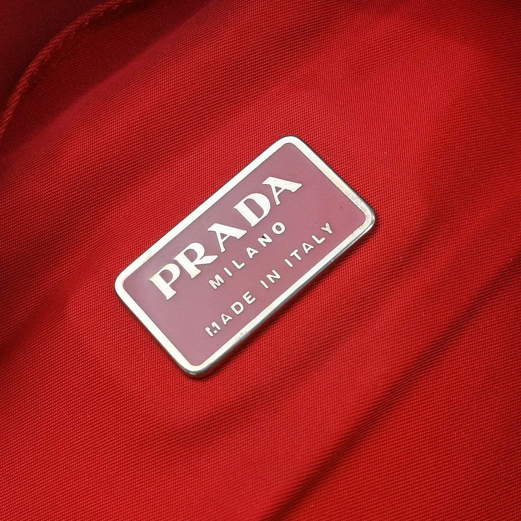 Prada Double Buckle Backpack Tessuto Red Nylon Backpack Bag (Pre-Loved)