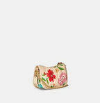 Coach Leather Swinger Bag 20 Quilting Small Handbag Floral Zip Beige Purse NEW
