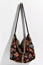 Johnny Was Taline Velveteen Tote Coffee Bean Brown Velvet Bag Handbag Hobo NEW