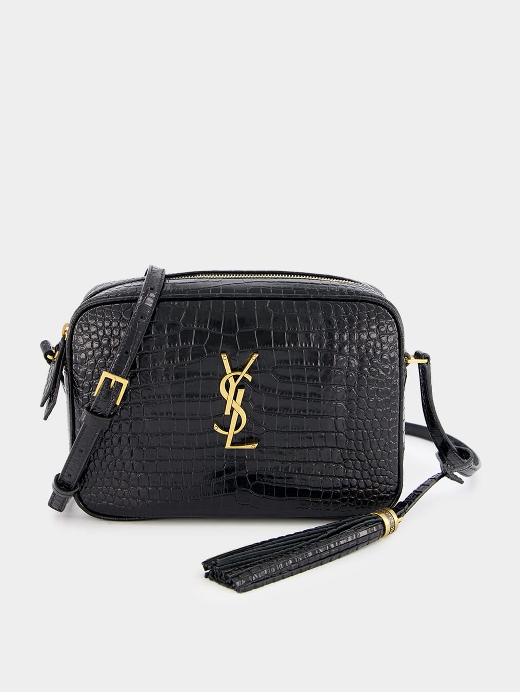 Lou Crocodile-Embossed Leather Crossbody Bag