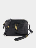 Lou Crocodile-Embossed Leather Crossbody Bag