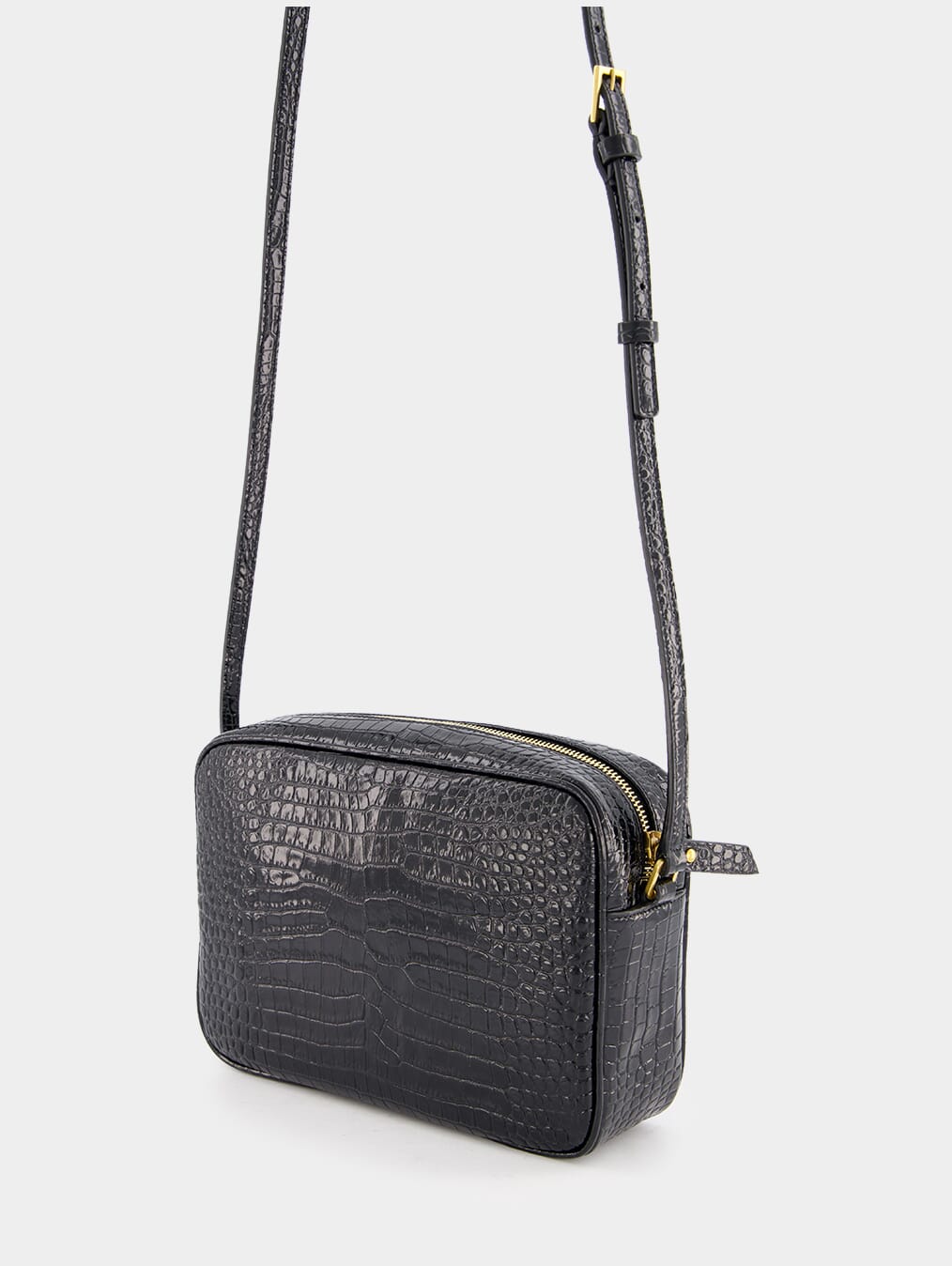 Lou Crocodile-Embossed Leather Crossbody Bag