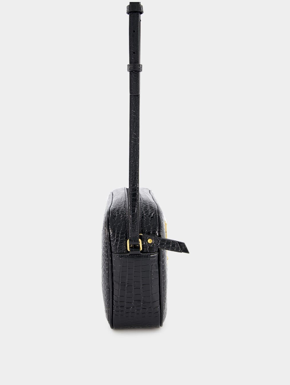 Lou Crocodile-Embossed Leather Crossbody Bag