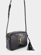 Lou Crocodile-Embossed Leather Crossbody Bag