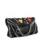 Stella Mccartney Falabella Heart Suede Embellished Tote Handbag Black Bag NEW